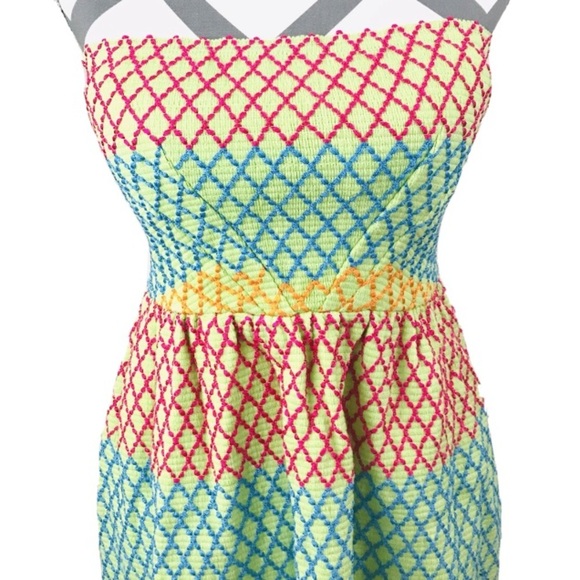 WOW Couture Multicolor Strapless Mini Summer Sun Dress - Women’s Size L - Picture 3 of 10